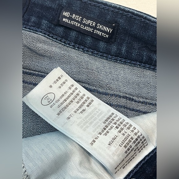 Hollister Dark Blue Mid-Rise Super Skinny Jeans Classic Stretch Women’s Size 7R - Picture 10 of 14